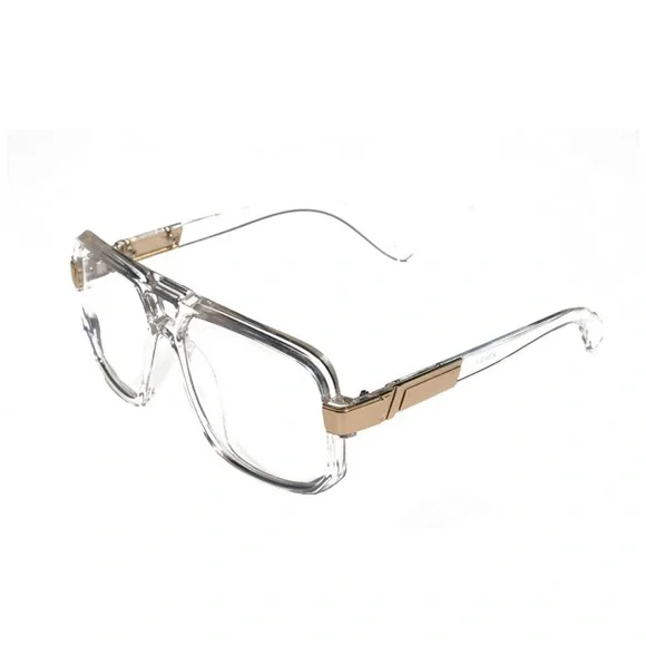 Accessories | Mens Clear Gold Retro Look Gazelle Glasses New 
